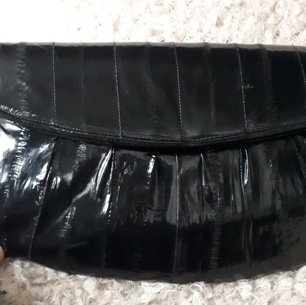 Genuine Eel skin clutch purse with optional strap